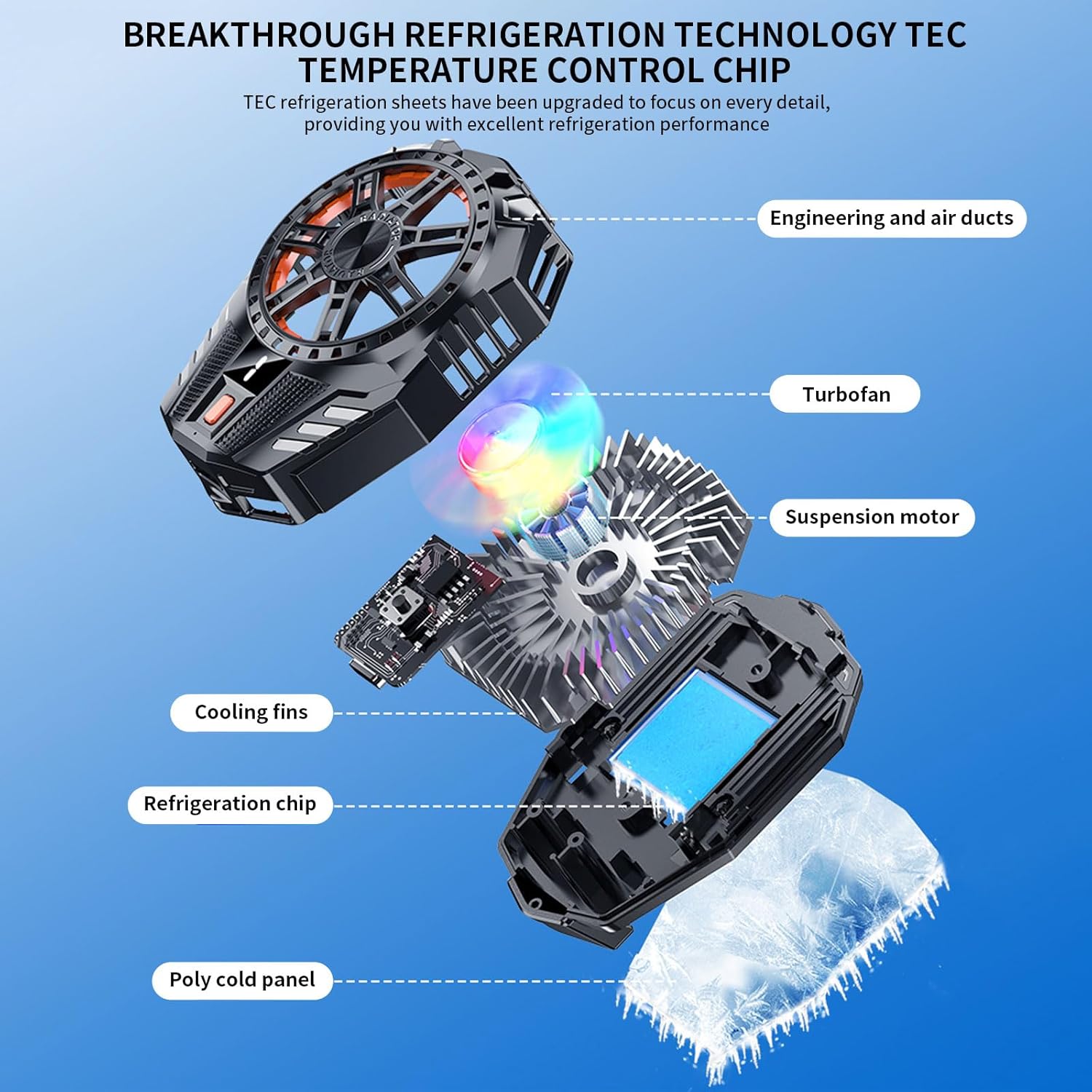 Chronofy Mobile Cooling Pad with Advanced Semiconductor Cooling Chip & LED Temperature Display | Gaming Cooler for Android & iPhone