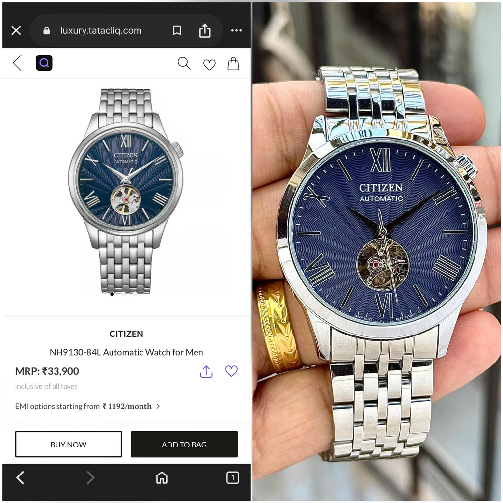 Citizen Automatic Open Heart Textured Watch