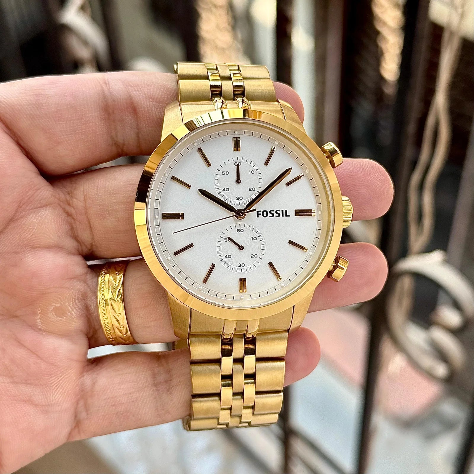 Fossil FS4856 Gold Chronograph Watch